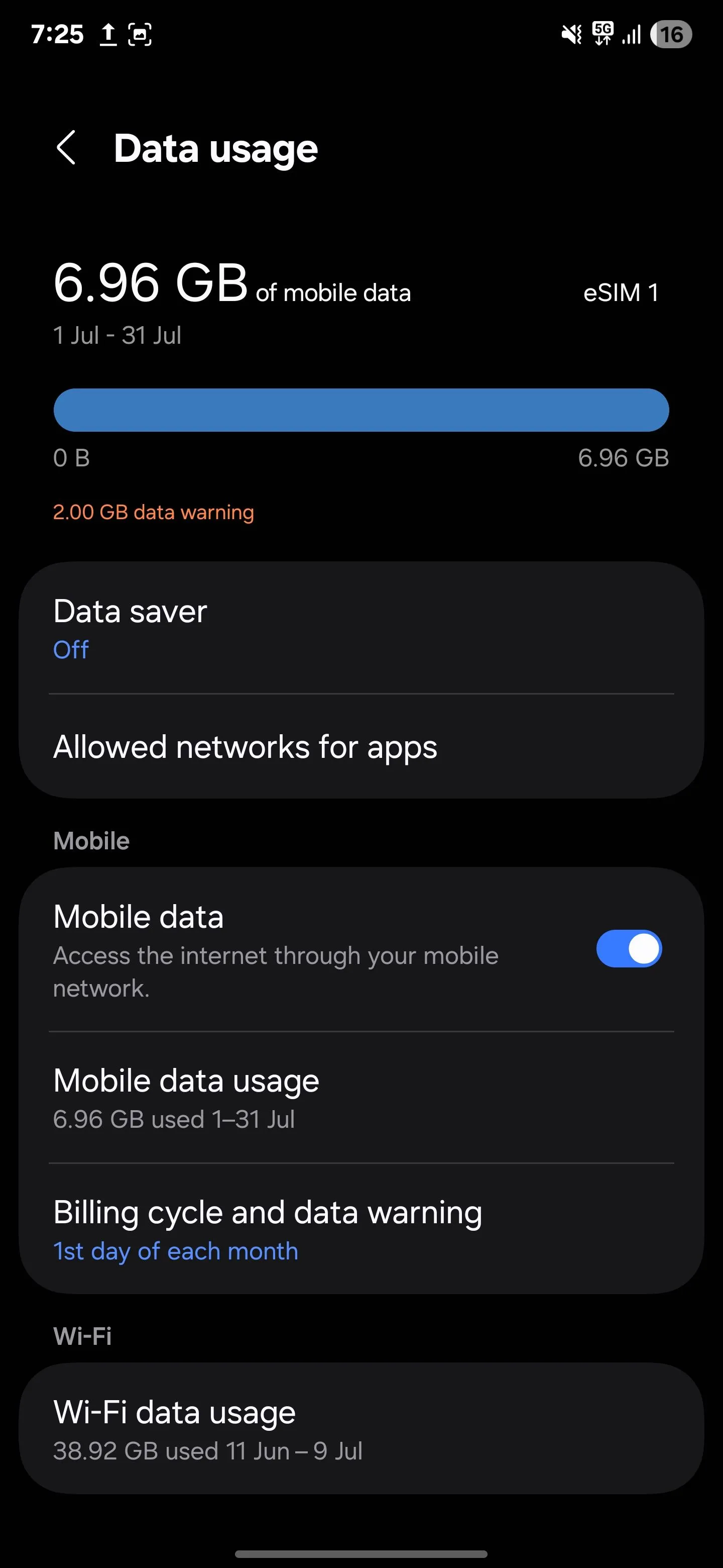 Kiểm tra và tắt sử dụng dữ liệu di động nền của ứng dụng trên Samsung