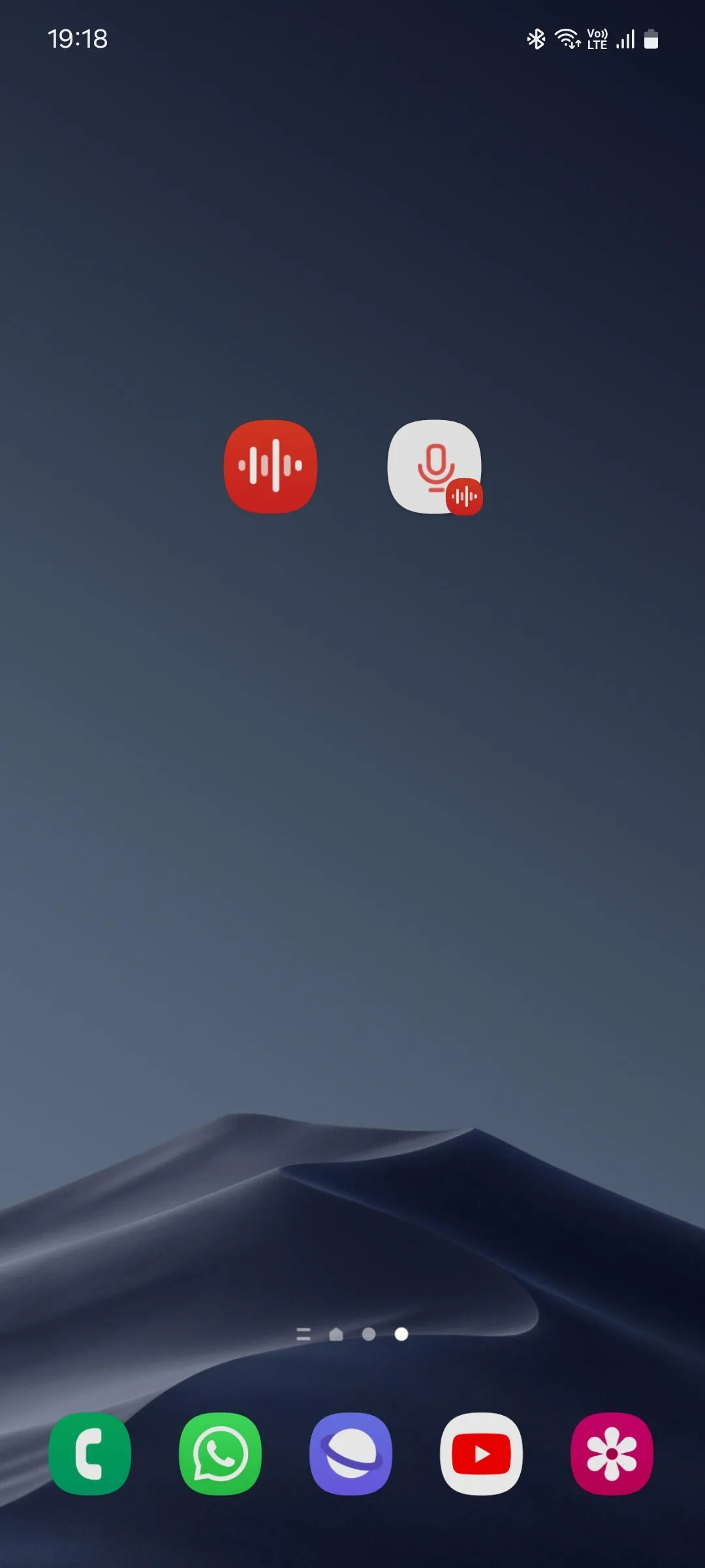 Lối tắt 'Bắt đầu ghi âm' của ứng dụng Samsung Voice Recorder, cho phép người dùng nhanh chóng kích hoạt ghi âm.