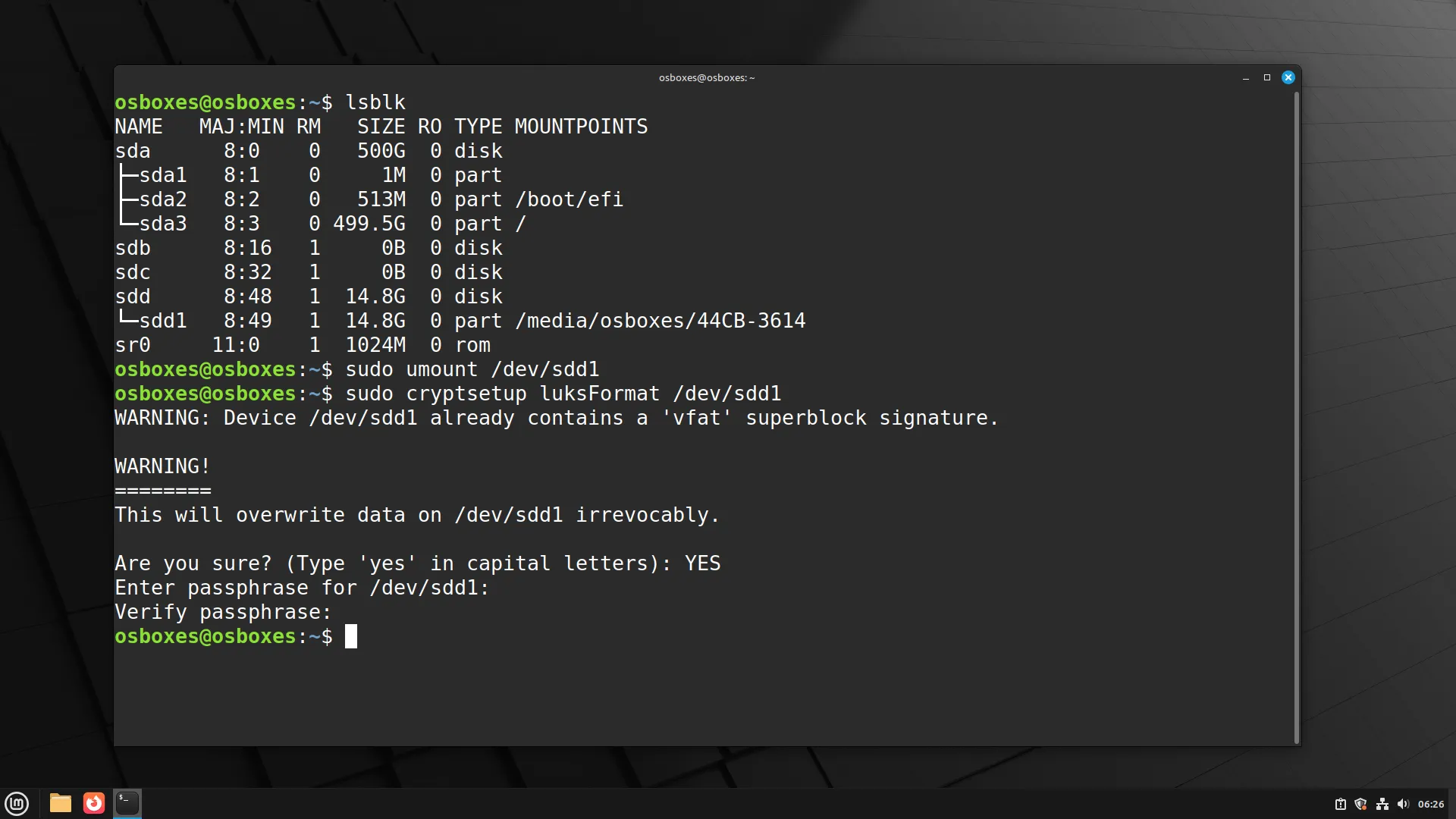 Mã hóa ổ đĩa ngoài trên Linux bằng LUKS