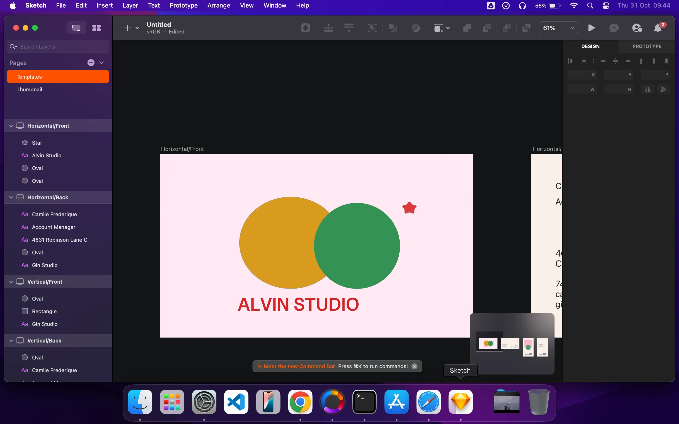 Màn hình làm việc trong Sketch, minh họa quá trình thiết kế giao diện người dùng (UI/UX) trên nền tảng macOS.