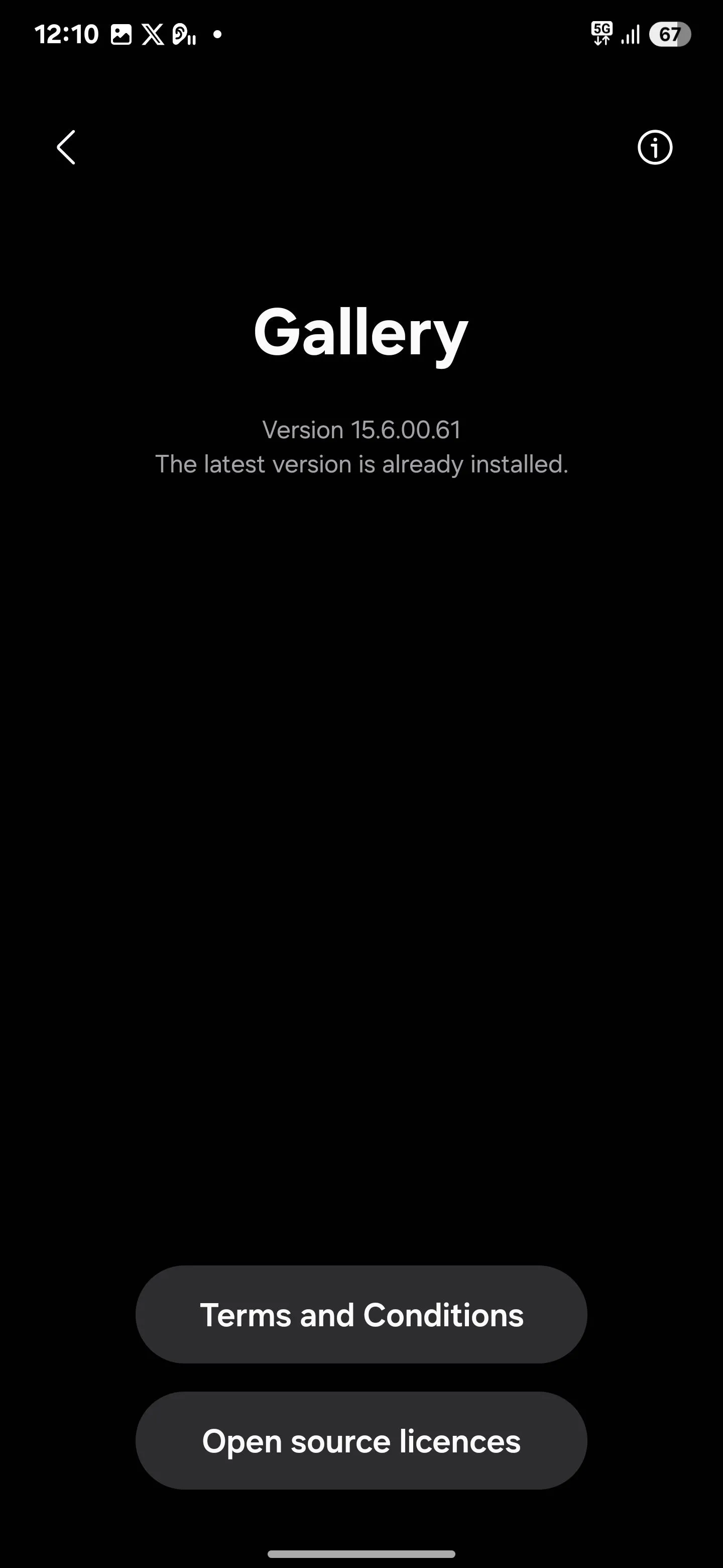 Màn hình &quot;Thông tin về Thư viện&quot; của Samsung Gallery, hiển thị số phiên bản để kích hoạt Gallery Labs.