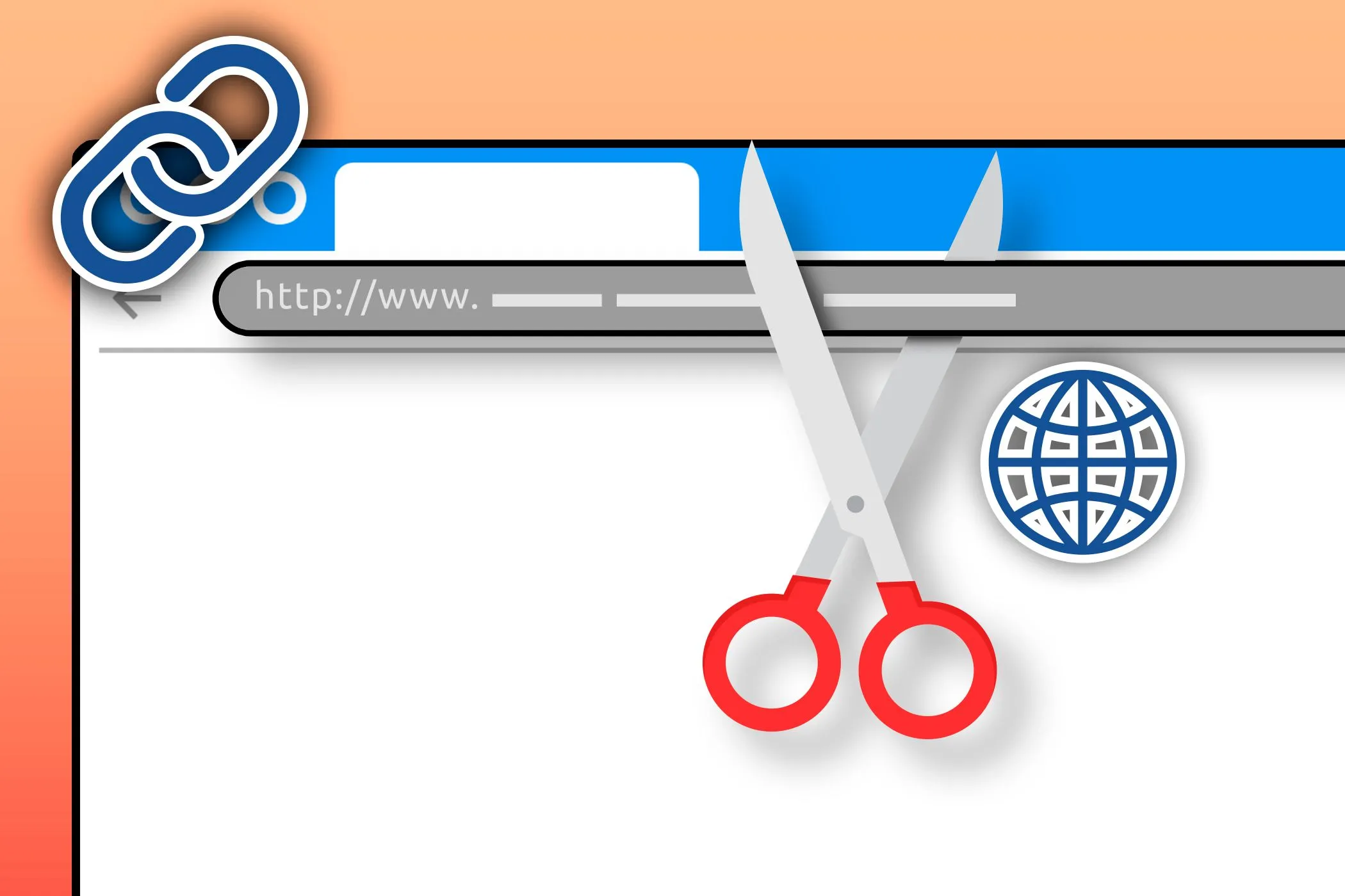 Minh họa trình duyệt web với liên kết đang được rút gọn, ẩn chứa nguy cơ lừa đảo và mã độc.