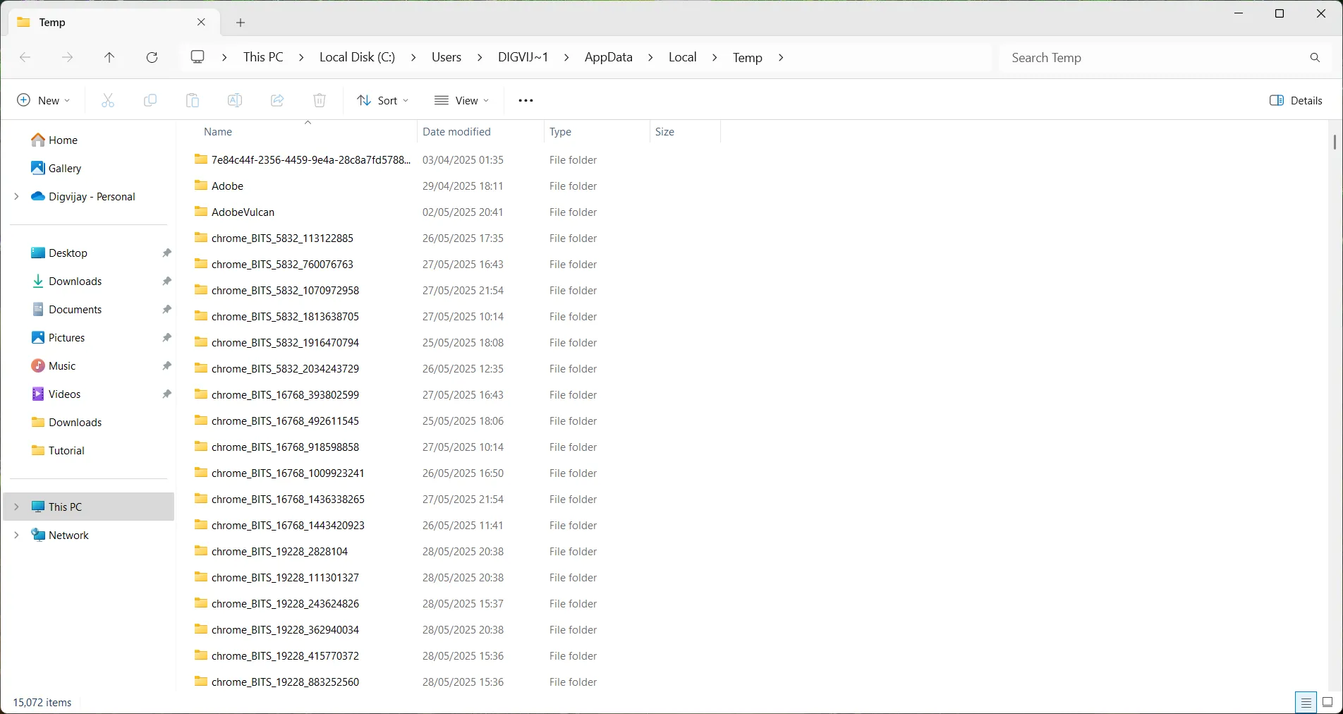 Mở thư mục User Temp trong File Explorer