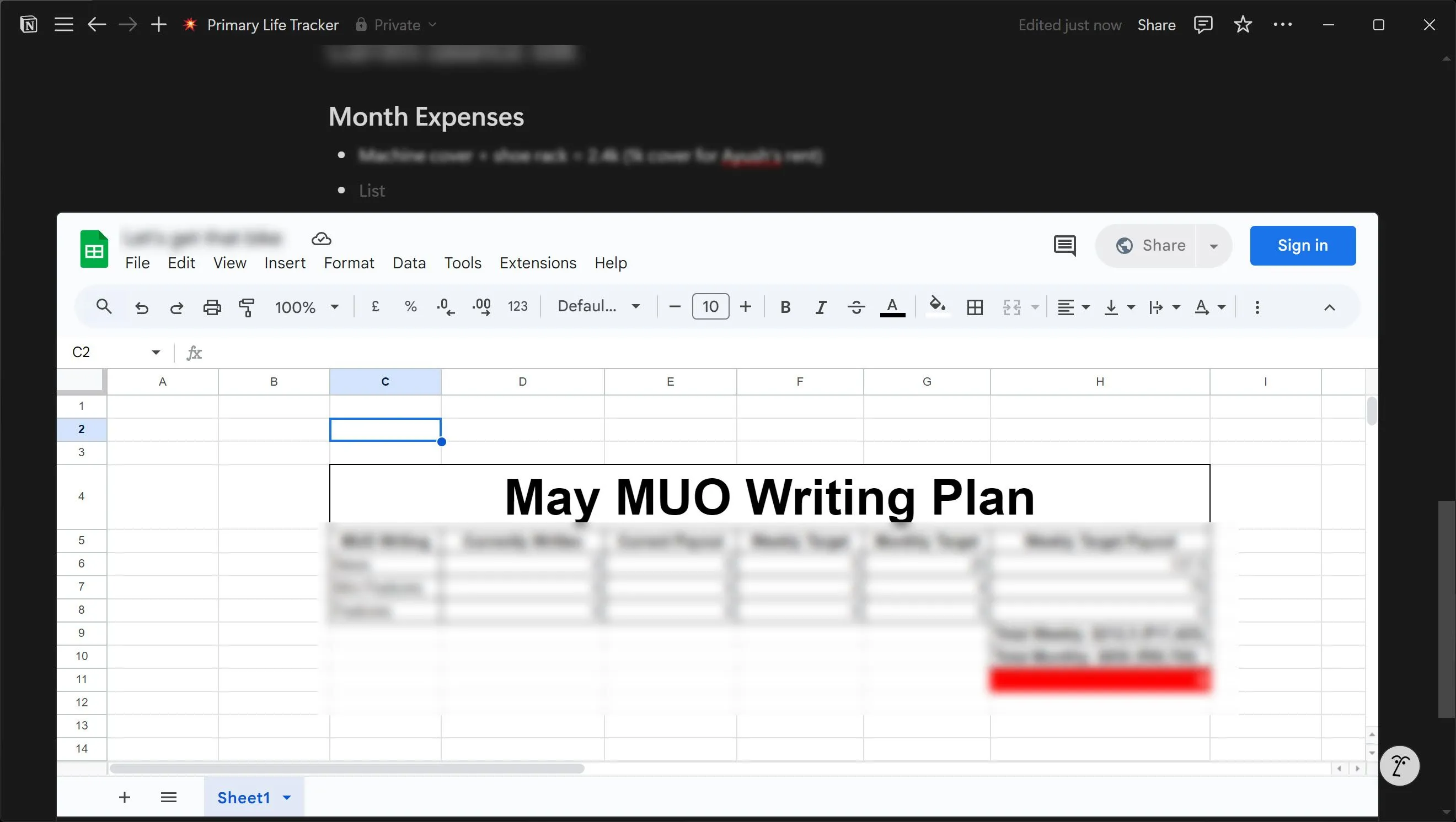 Nhúng bảng tính Google Sheets trực tiếp vào Notion để mở rộng khả năng tính toán và quản lý dữ liệu.