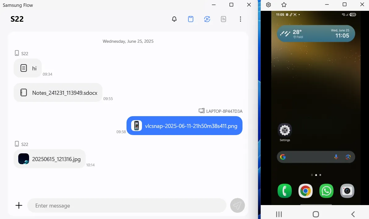 Phản chiếu màn hình điện thoại Samsung Galaxy lên máy tính qua Samsung Flow Smart View