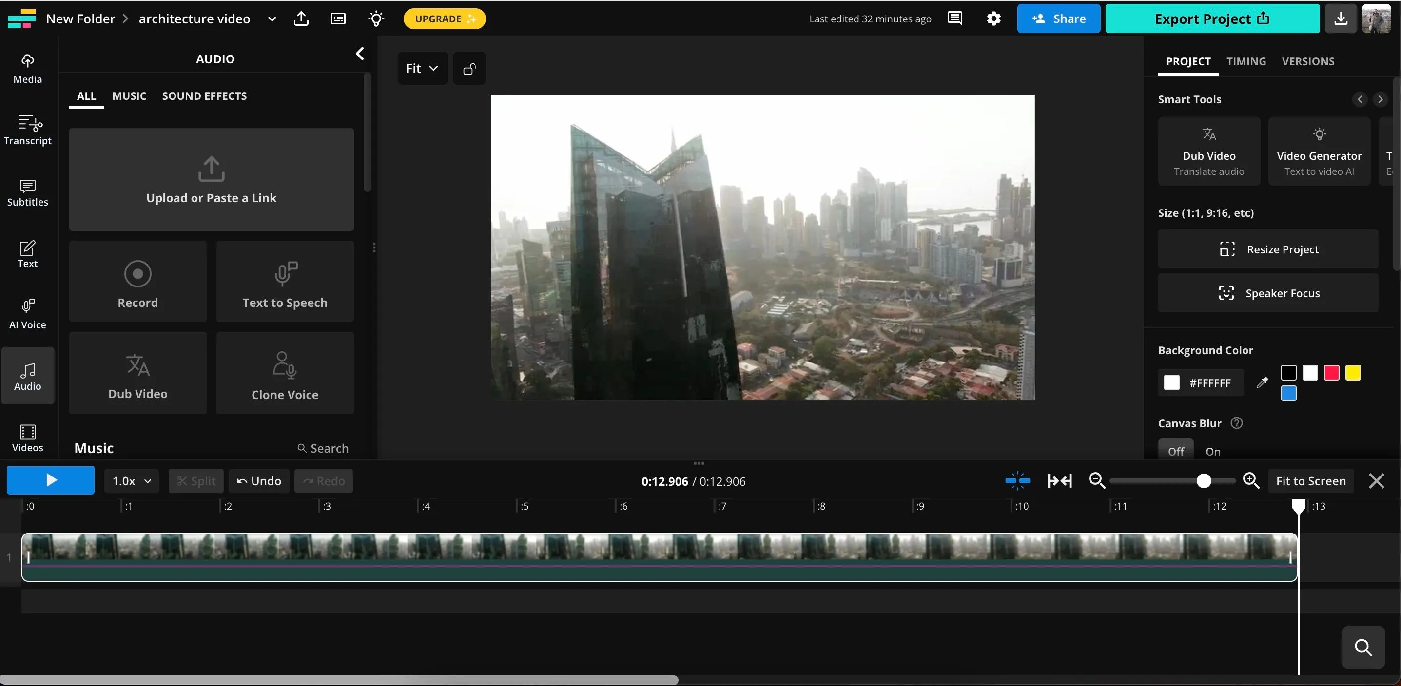 Tải âm thanh lên video trong ứng dụng Kapwing