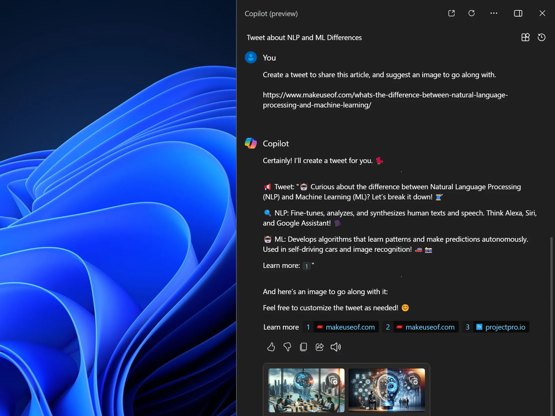 Tạo nội dung và hình ảnh với Microsoft Copilot trên Windows 11