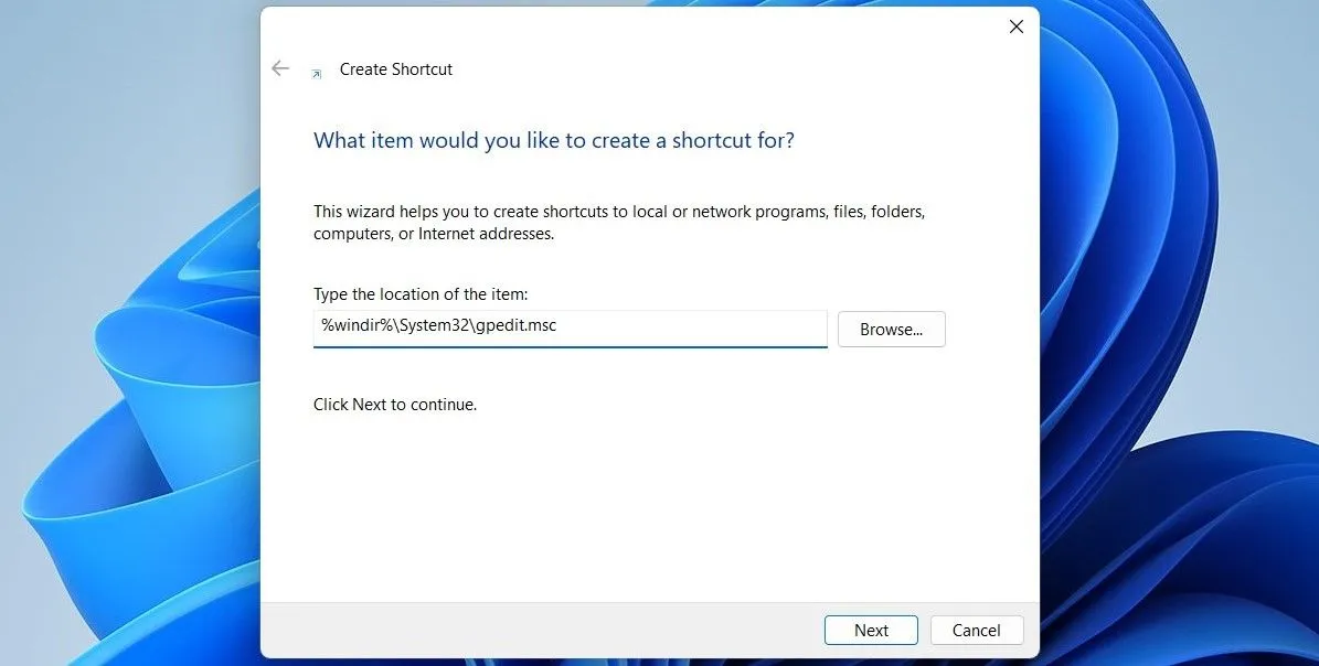 Tạo shortcut cho Group Policy Editor trên desktop