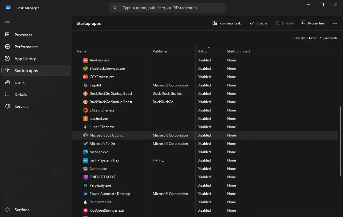 Tắt ứng dụng khởi động trong Task Manager để giảm tải CPU trên Windows