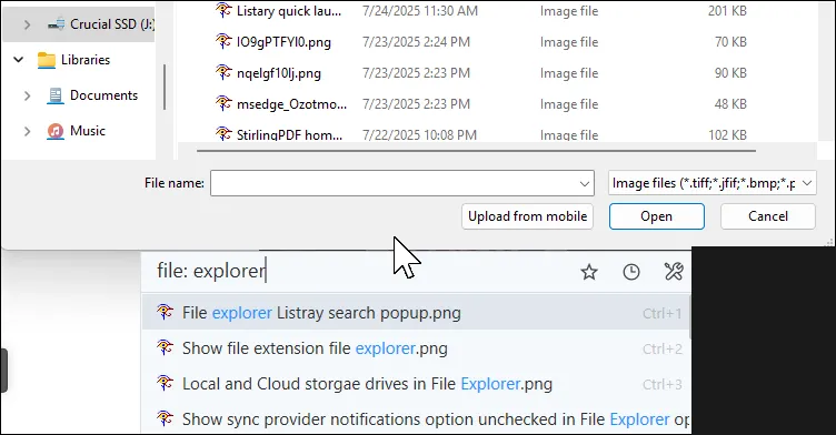 Thanh công cụ thông minh của Listary tích hợp liền mạch trong hộp thoại Save As và Open của Windows