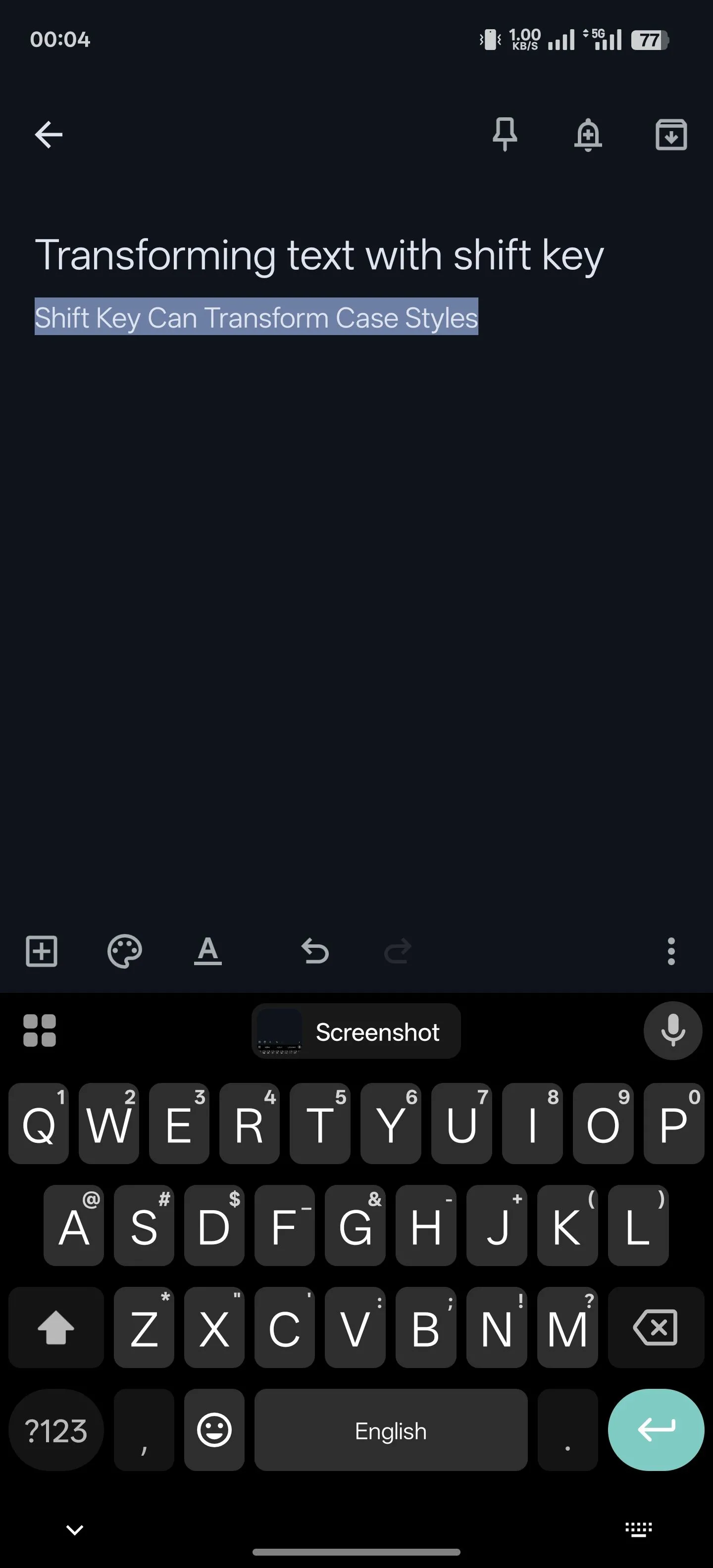 Thay đổi kiểu chữ (hoa, thường, viết hoa chữ cái đầu) nhanh chóng bằng phím Shift trên bàn phím Gboard.