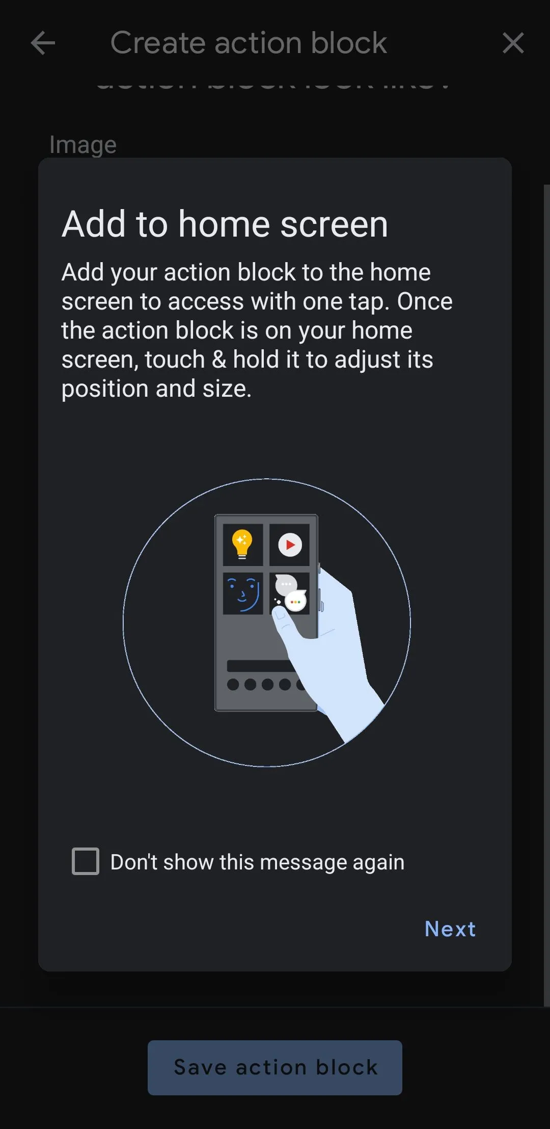 Thêm các Action Block tùy chỉnh ra màn hình chính Android để truy cập nhanh