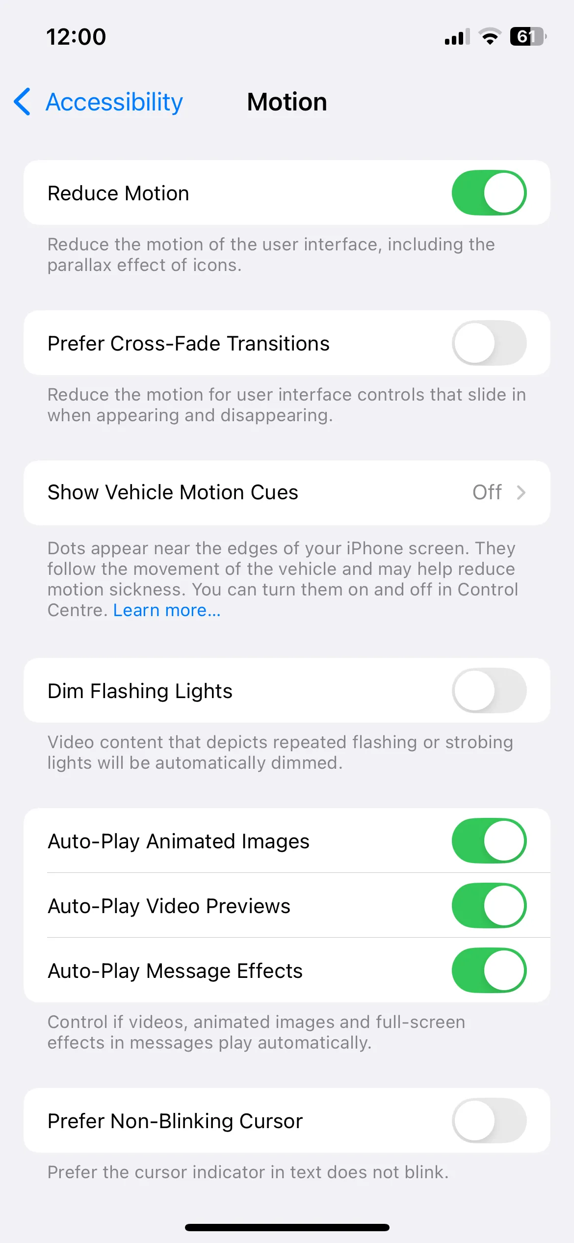 Thiết lập Giảm Chuyển Động trong phần Trợ năng của iPhone