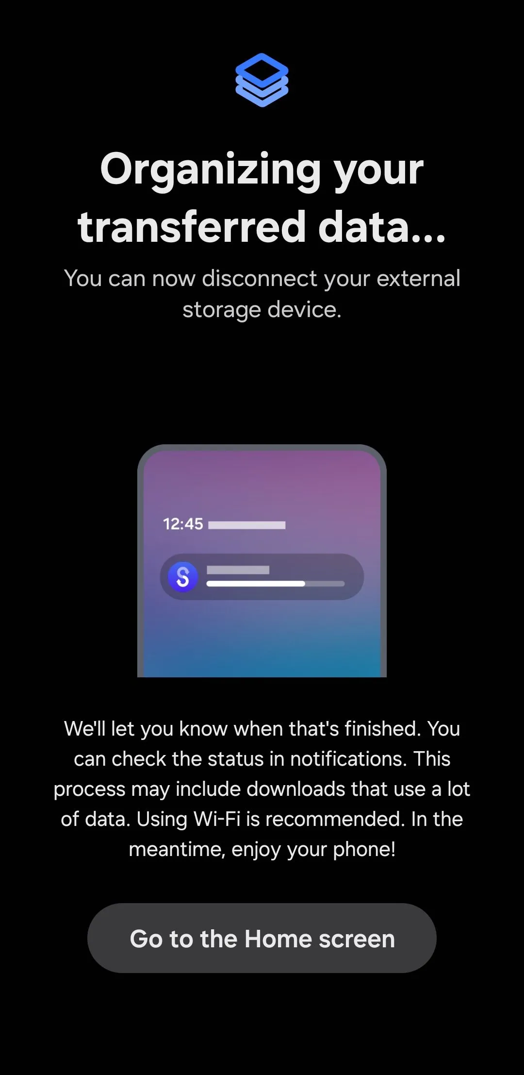 Thông báo 'Đang sắp xếp dữ liệu' trên điện thoại Samsung sau khi khôi phục Thư mục Bảo mật