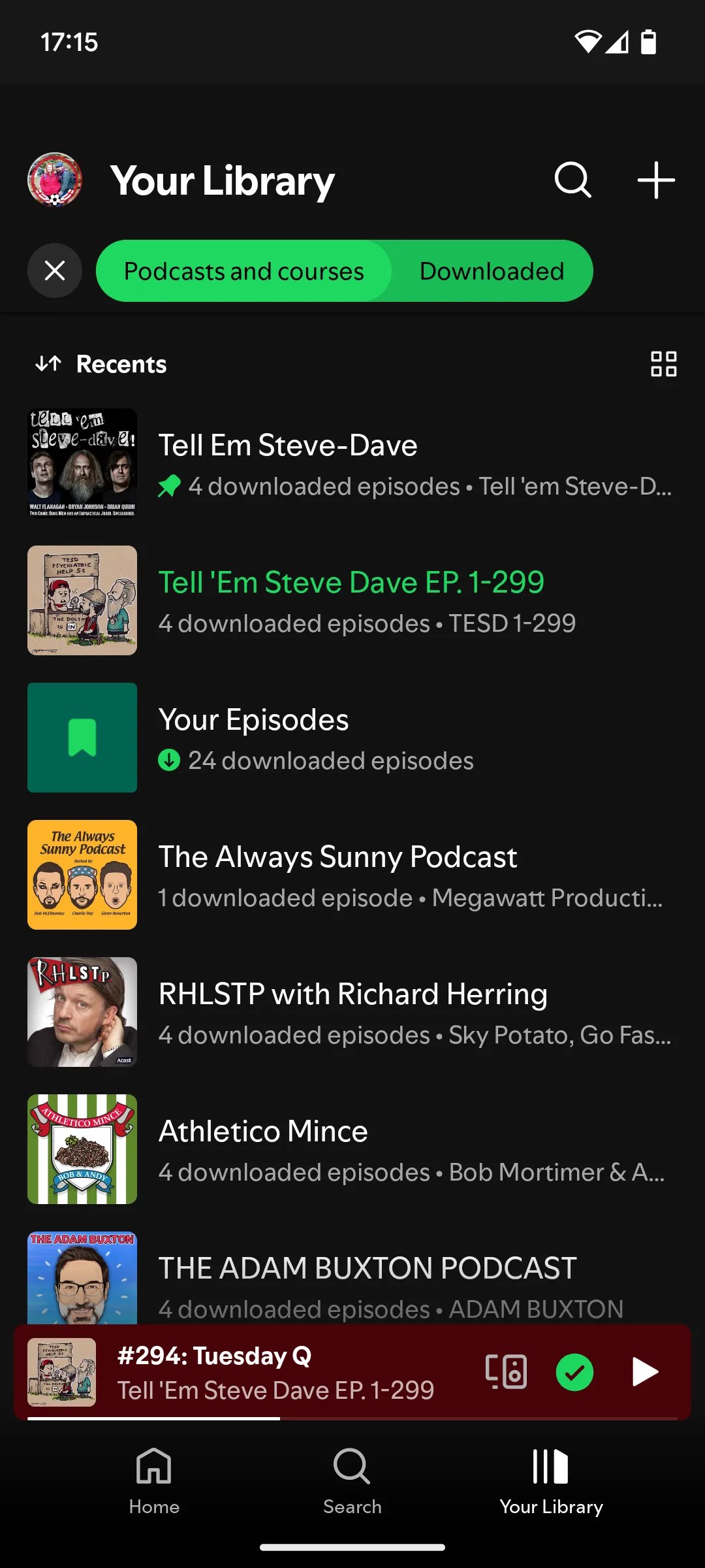 Thư viện podcast đã tải xuống trên ứng dụng Spotify để nghe ngoại tuyến khi không có mạng