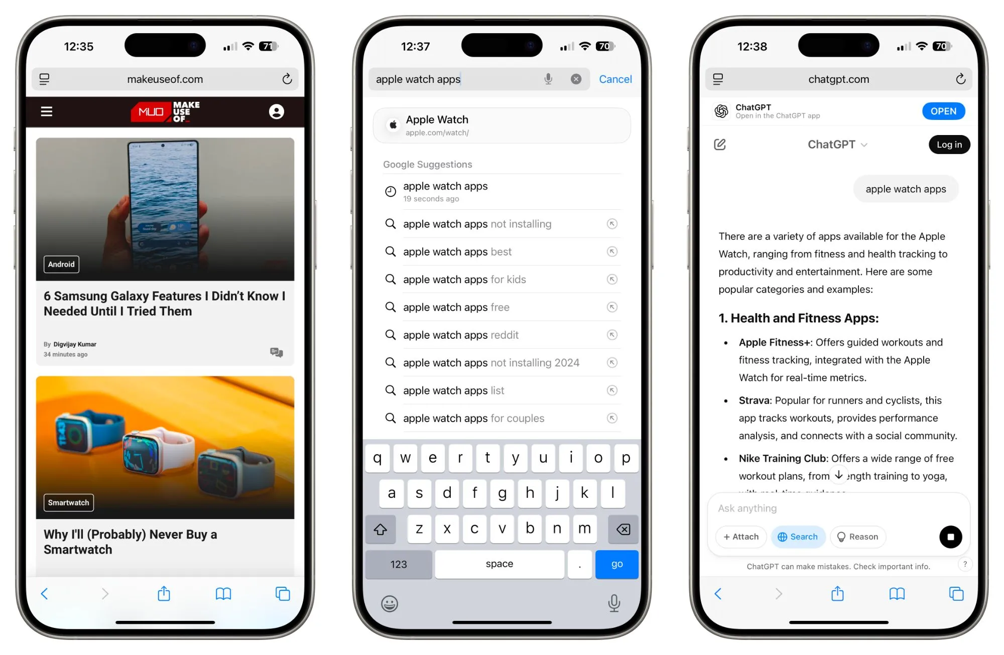 Tiện ích ChatGPT Search trên Safari iPhone hiển thị kết quả tìm kiếm tóm tắt