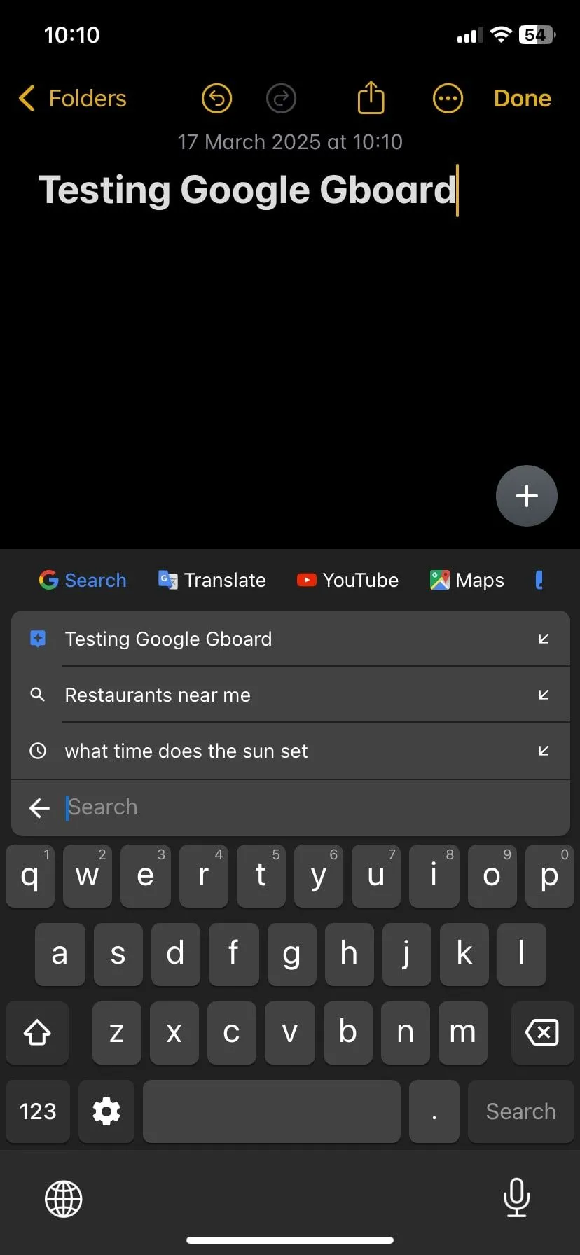 Tìm kiếm hiển thị gợi ý trên Gboard