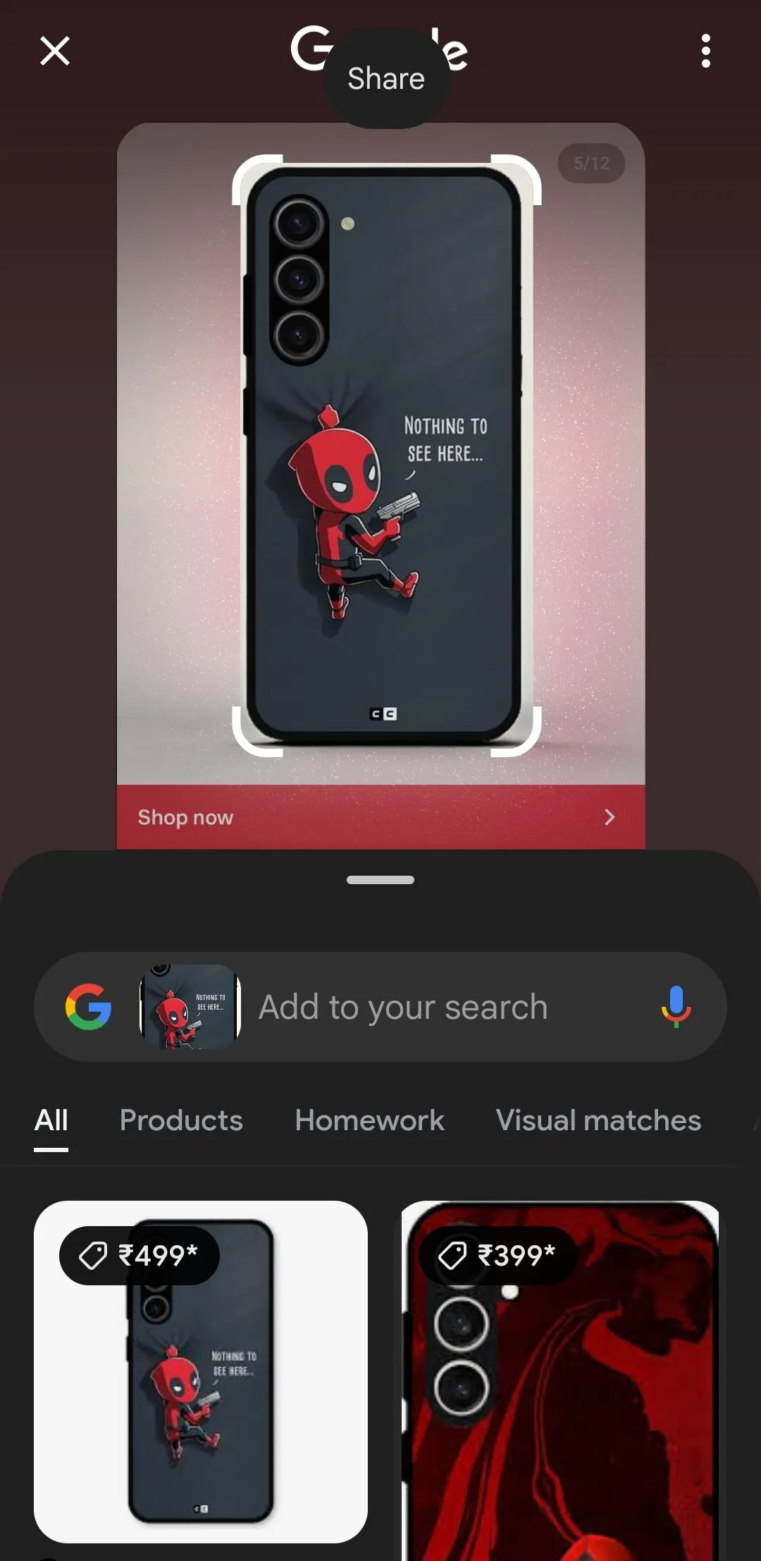 Tìm kiếm thông tin ốp điện thoại bằng cách khoanh vùng trên màn hình với Circle to Search của Google