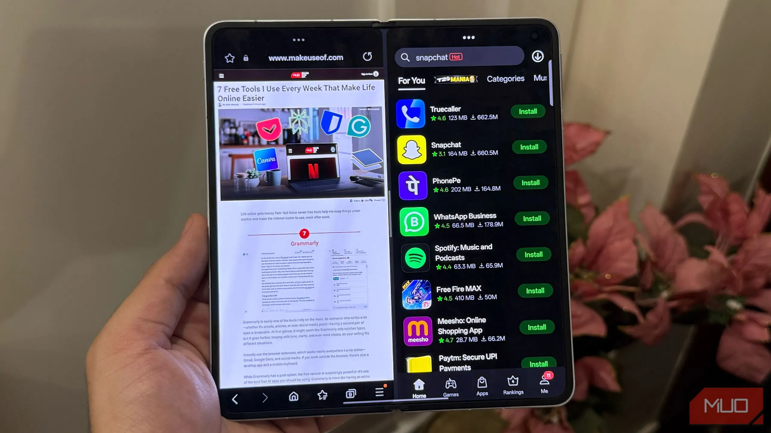 Tính năng đa nhiệm mượt mà trên màn hình lớn của điện thoại gập Oppo Find N5.