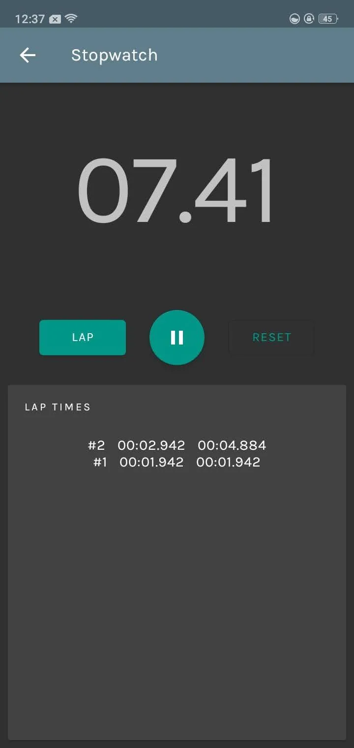 Tính năng đồng hồ bấm giờ (stopwatch) trong ứng dụng báo thức thông minh Amdroid