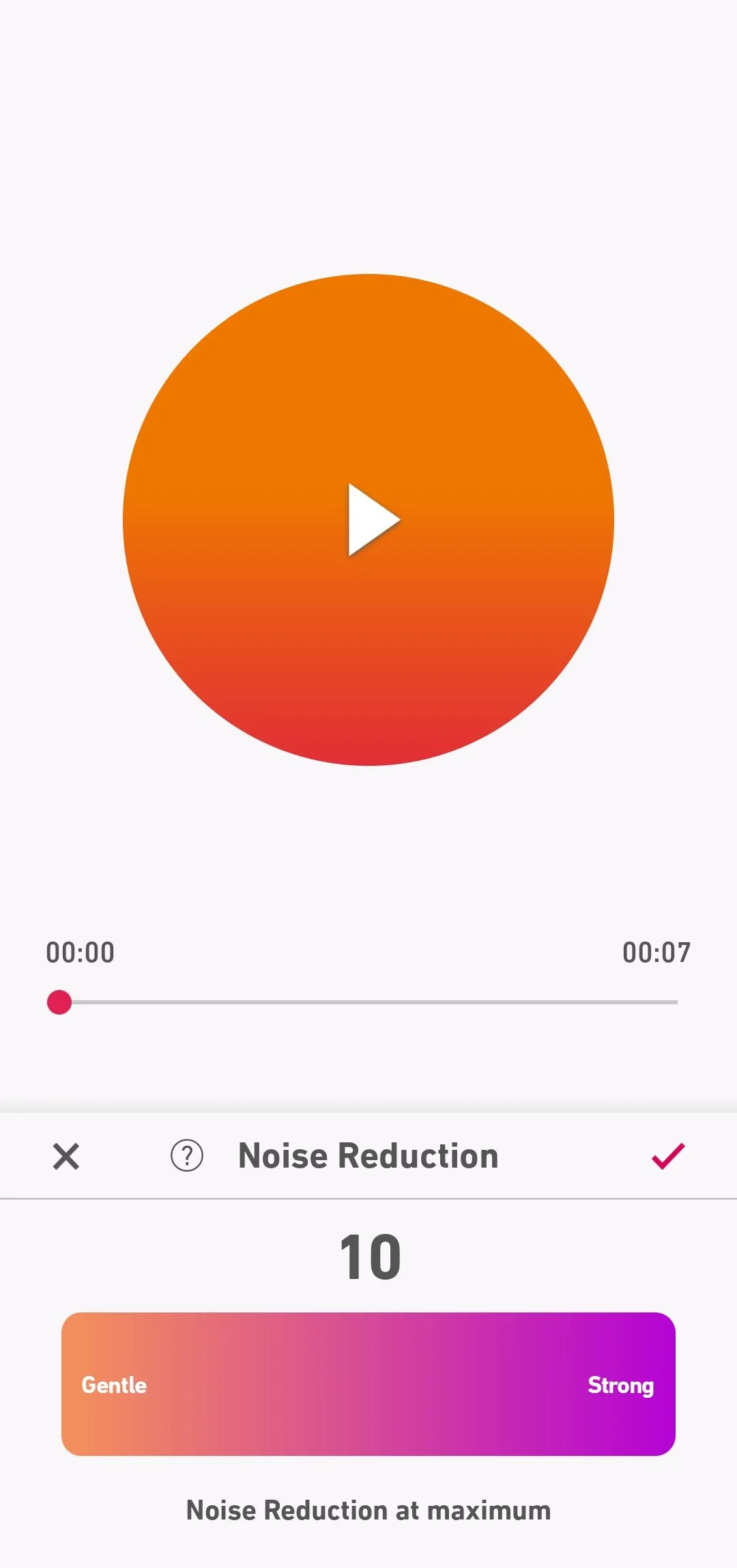 Tính năng giảm tiếng ồn (Noise Reduction) trong ứng dụng ghi âm Dolby On trên điện thoại Android.