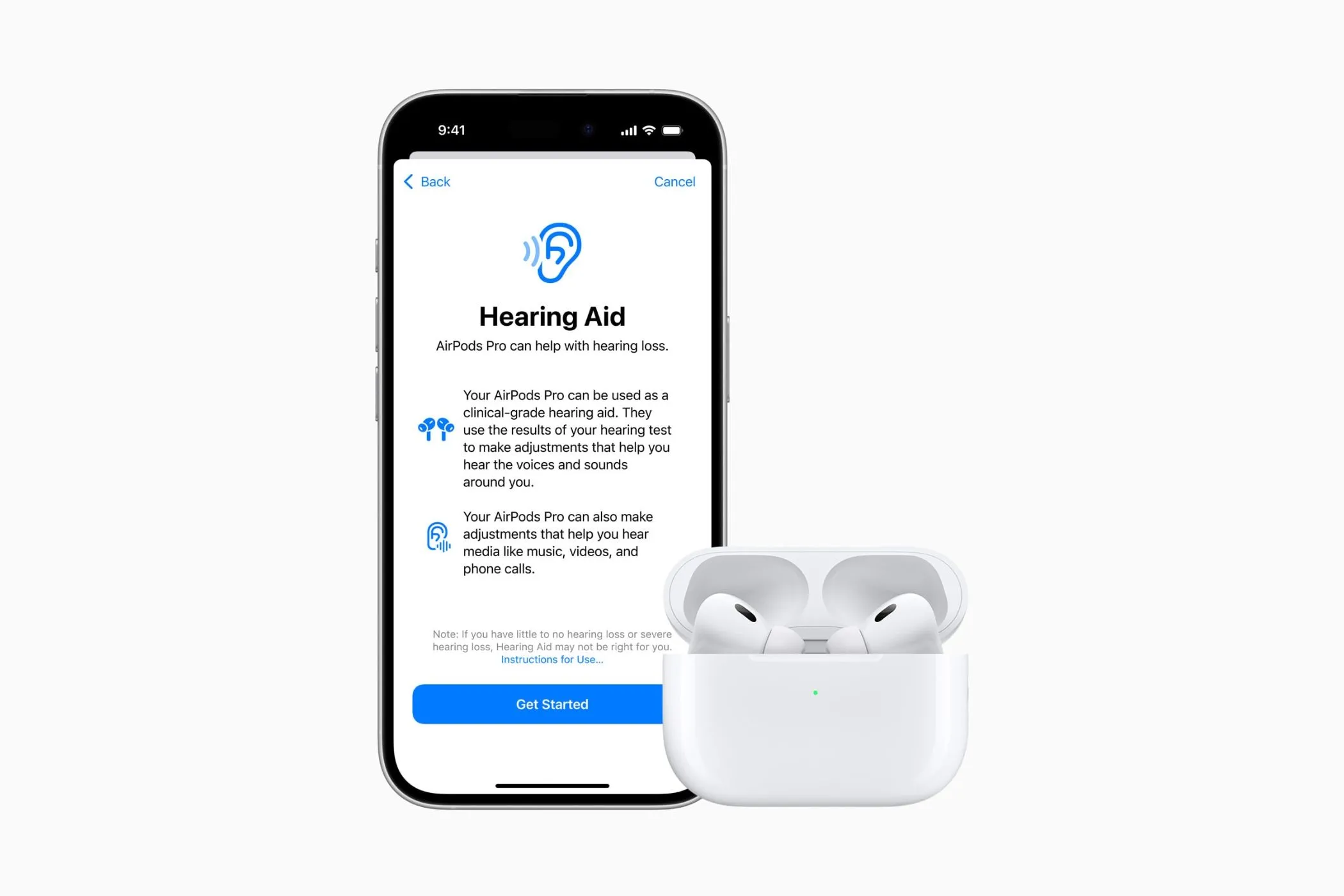Tính năng hỗ trợ thính giác của AirPods Pro 2 hiển thị trên màn hình iPhone