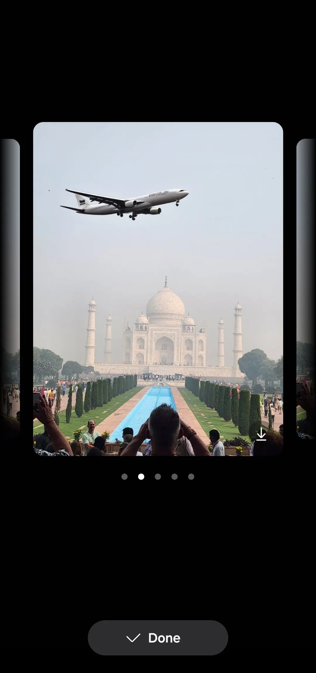 Tính năng Sketch to Image biến phác thảo máy bay thành hình ảnh thực tế trên nền di tích Taj Mahal