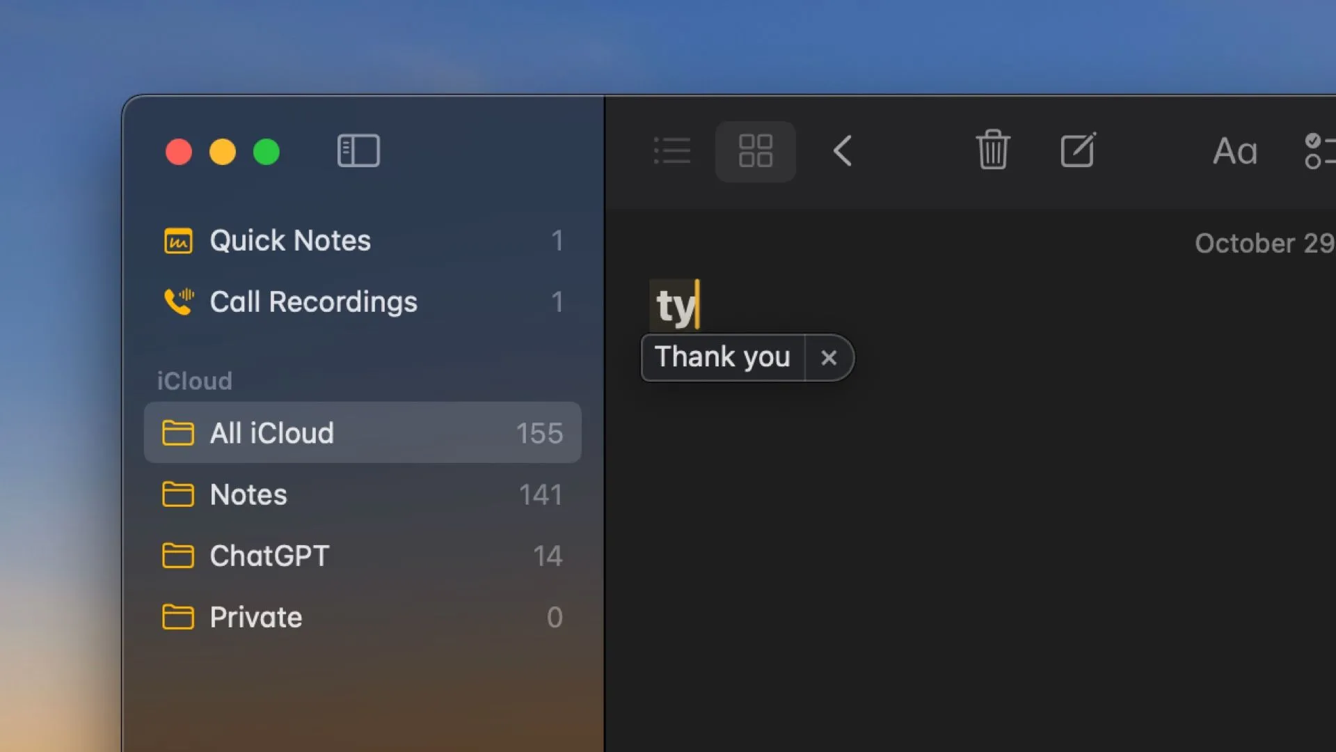 Tính năng thay thế văn bản đang hoạt động trên macOS, tự động chuyển đổi từ viết tắt thành cụm từ đầy đủ