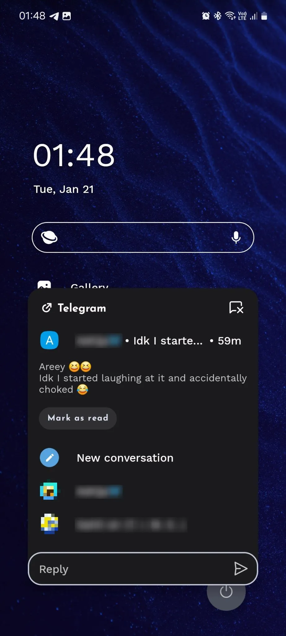 Tính năng trả lời tin nhắn Telegram trực tiếp từ màn hình chính của Niagara Launcher, tăng tiện ích và giảm phân tâm.