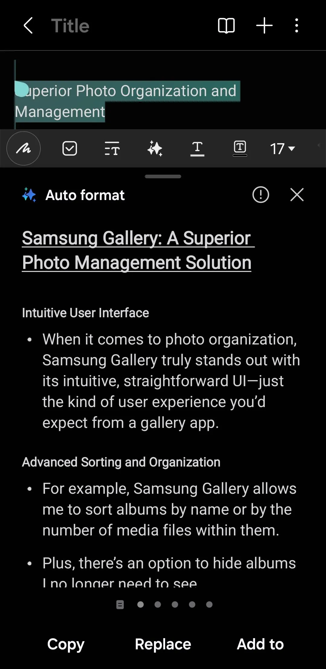 Tính năng tự động định dạng ghi chú thông minh Auto Format trong ứng dụng Samsung Notes