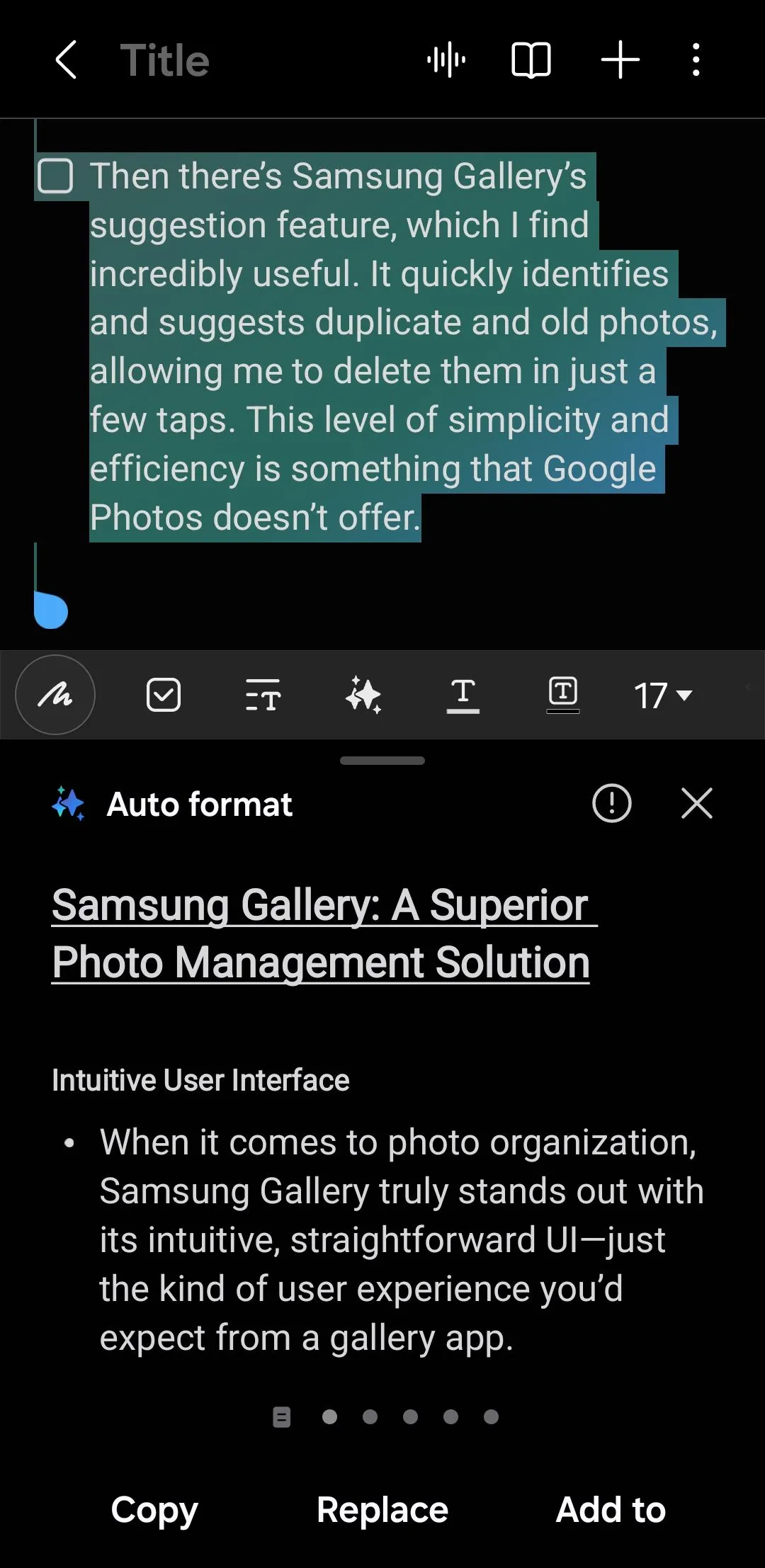 Tính năng tự động định dạng ghi chú trong ứng dụng Samsung Notes