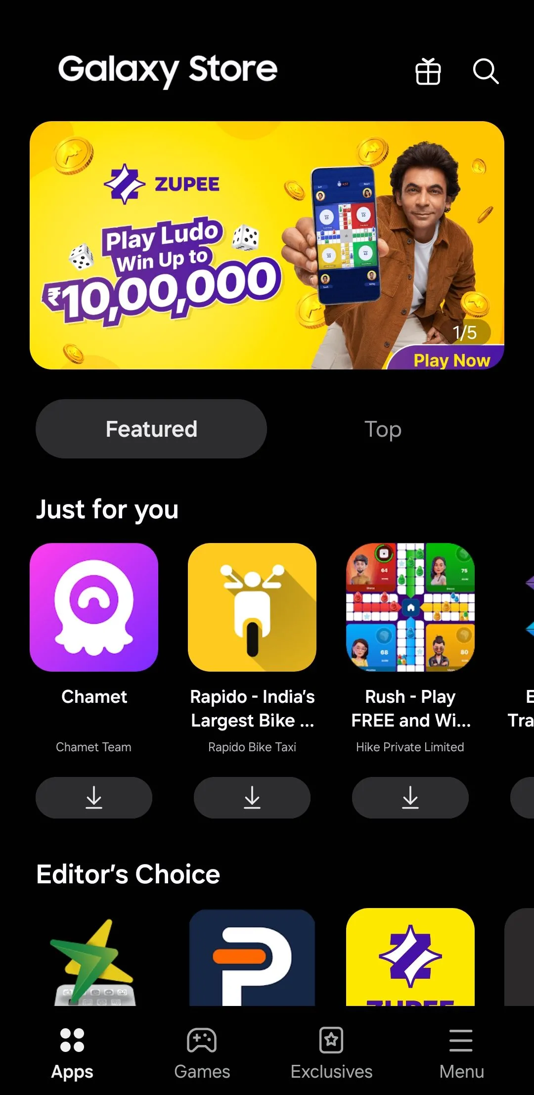 Trang chủ Galaxy Store hiển thị ứng dụng độc quyền Samsung trên điện thoại