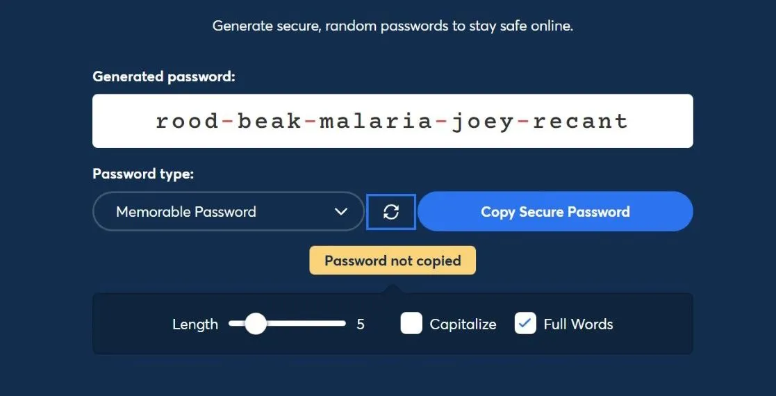 Trình tạo cụm mật khẩu của 1Password