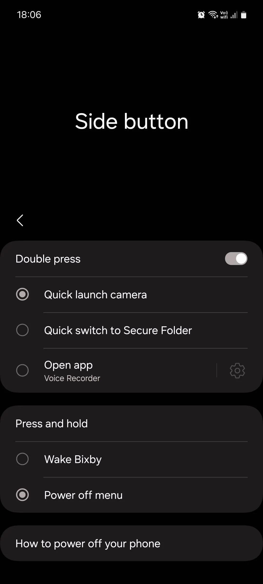 Tùy chỉnh cài đặt nút cạnh trên Samsung One UI