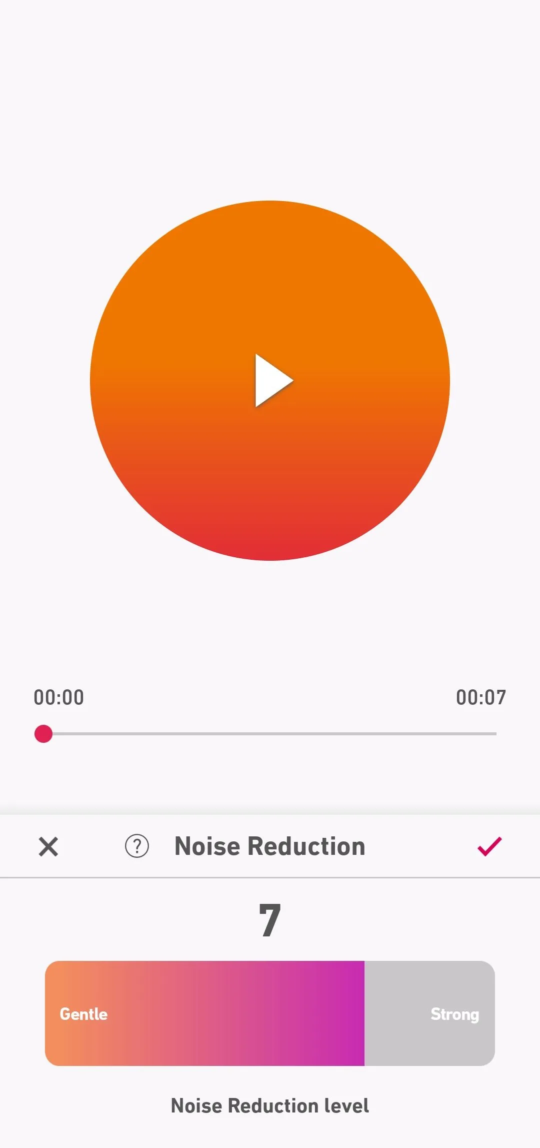 Tùy chọn điều chỉnh cường độ khử tiếng ồn trong ứng dụng ghi âm Dolby On