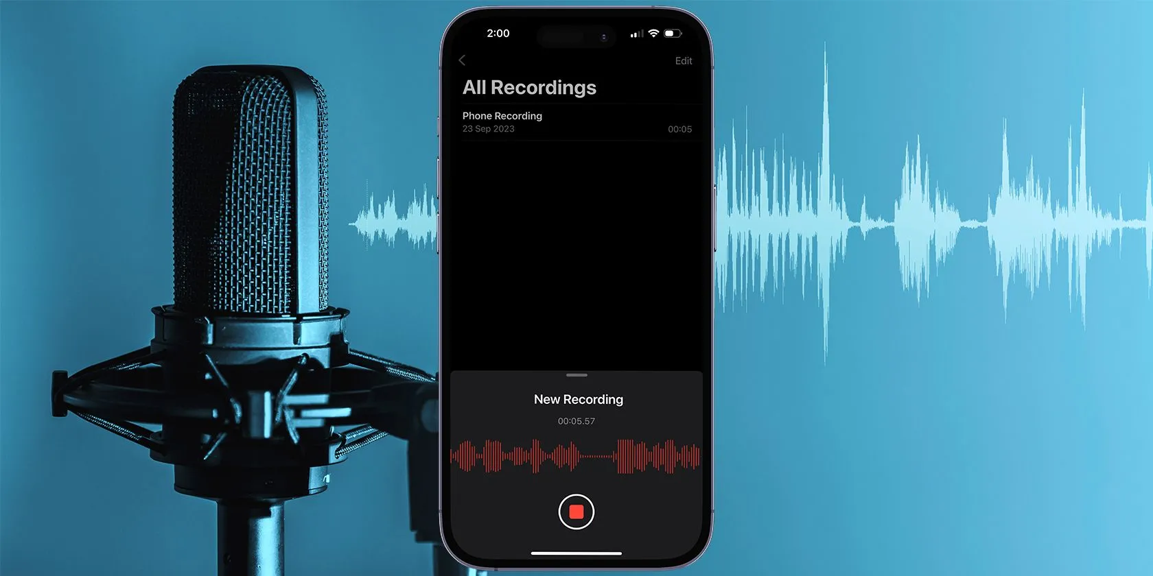 Ứng dụng Ghi âm trên iPhone với micro phòng thu