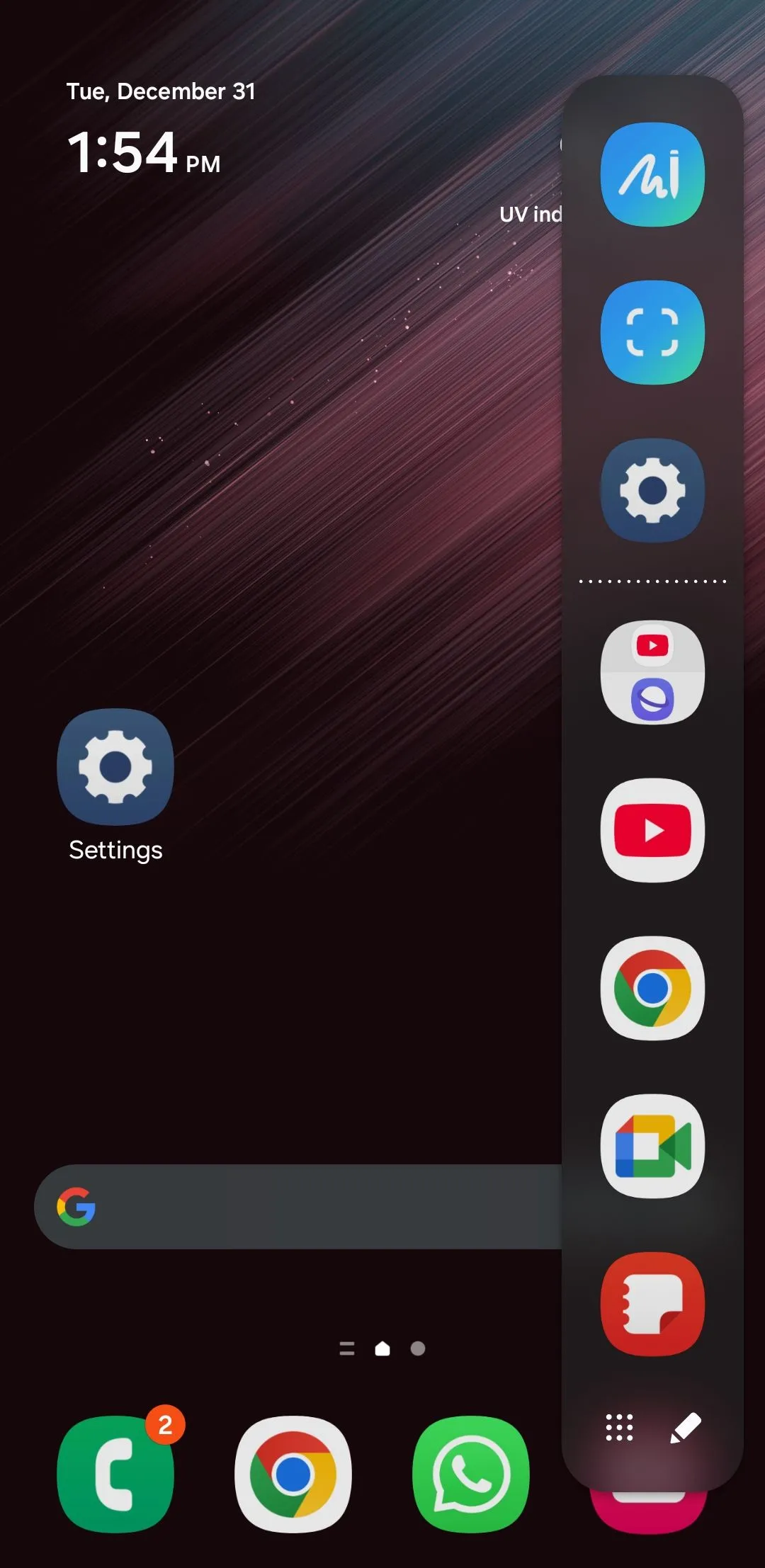 Ứng dụng Samsung Notes có thể truy cập từ bảng điều khiển cạnh (Edge Panel)