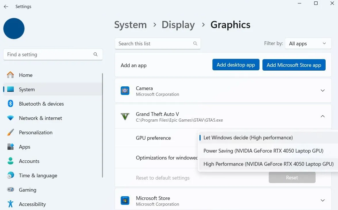 Ưu tiên đồ họa cho ứng dụng và trò chơi trên Windows
