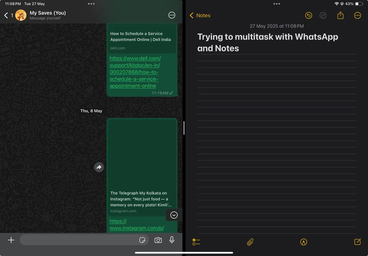WhatsApp hoạt động mượt mà trong chế độ Split View trên iPad, tăng cường khả năng đa nhiệm