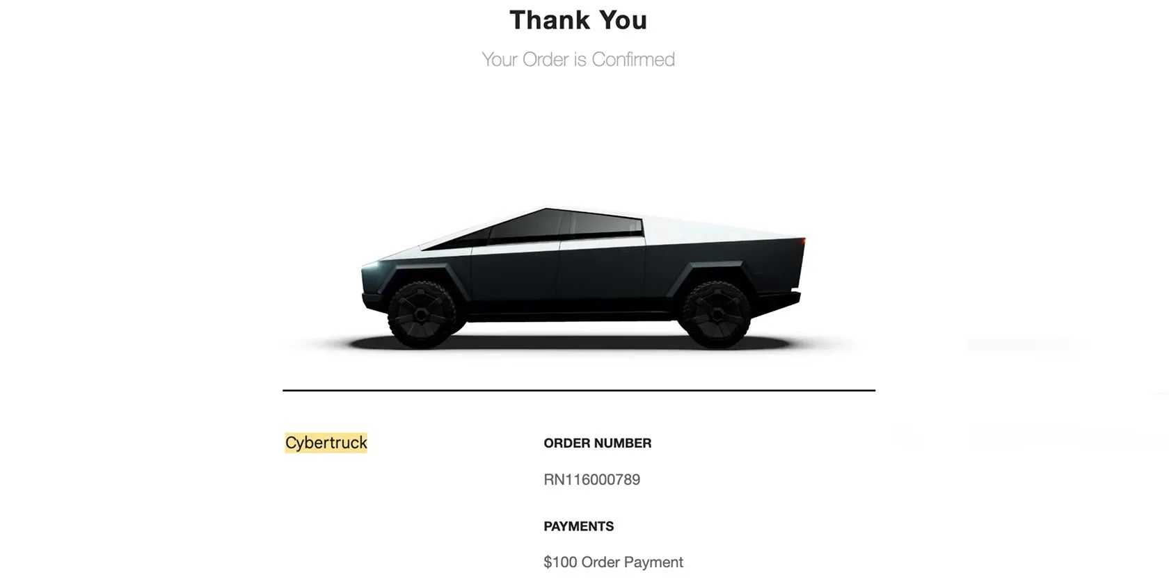 Xác nhận đặt hàng Tesla Cybertruck