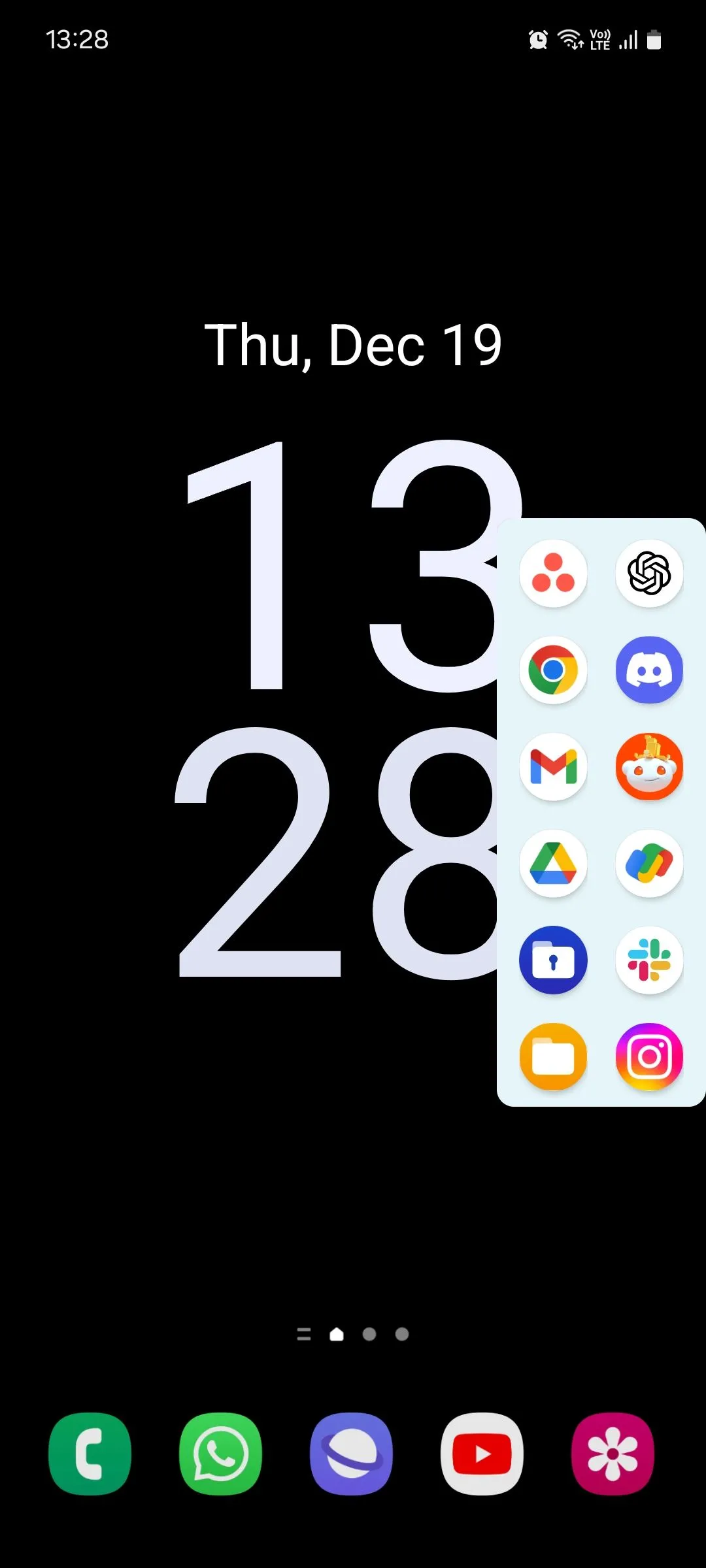 Xem trước ứng dụng Side Bar trên màn hình chính Android, hiển thị thanh truy cập nhanh