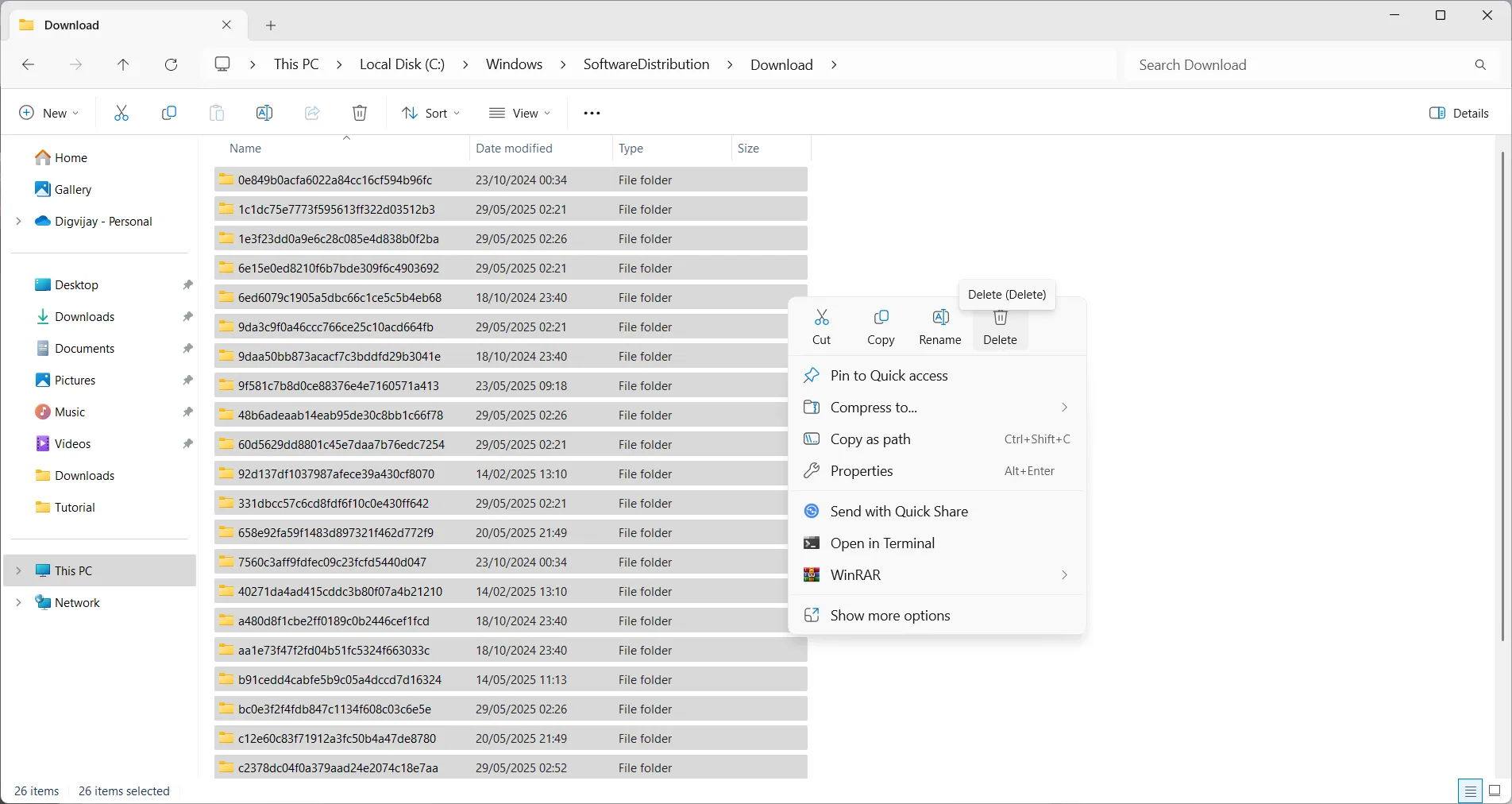 Xóa các tệp tải xuống trong thư mục Software Distribution để giải phóng dung lượng