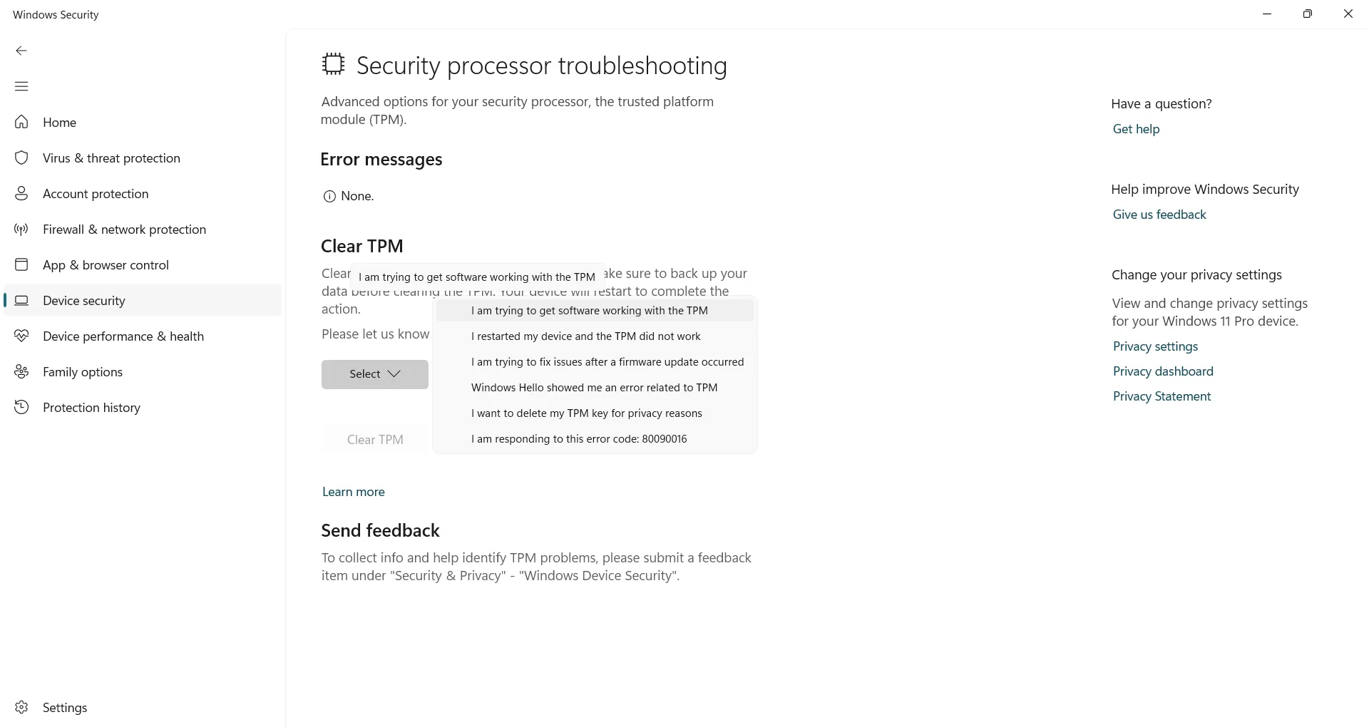 Xóa TPM trong Windows 11